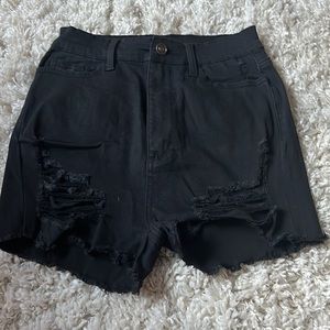fashionnova black cut off denim high waisted shorts (fits like size 25)